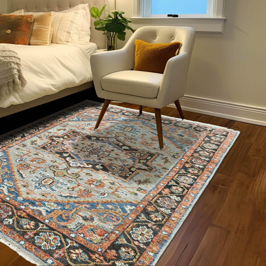 LoomBloom 5'9''x8'11" Gray Hand Knotted Traditional Oushak Wool Oriental Area Rug