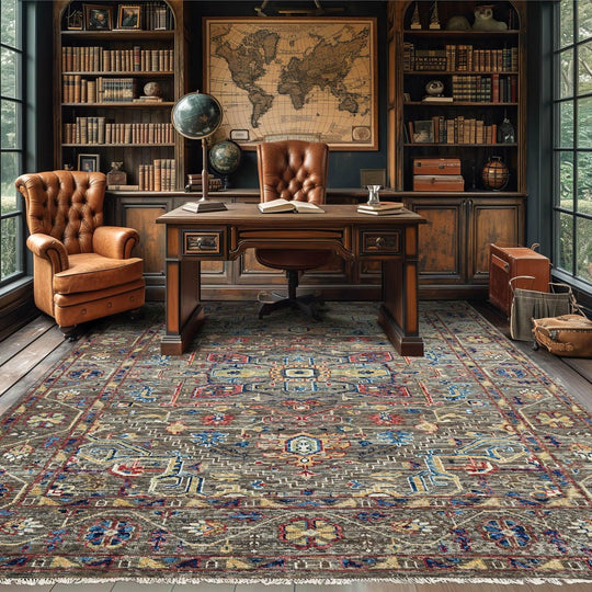 LoomBloom 7'10''x9'10" Moss Hand Knotted Traditional Oushak Wool Oriental Area Rug