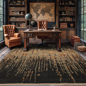 LoomBloom 6'0''x8'8" Dark Forest Green Hand Knotted Traditional Oushak Wool Oriental Area Rug - Oriental Rug Of Houston