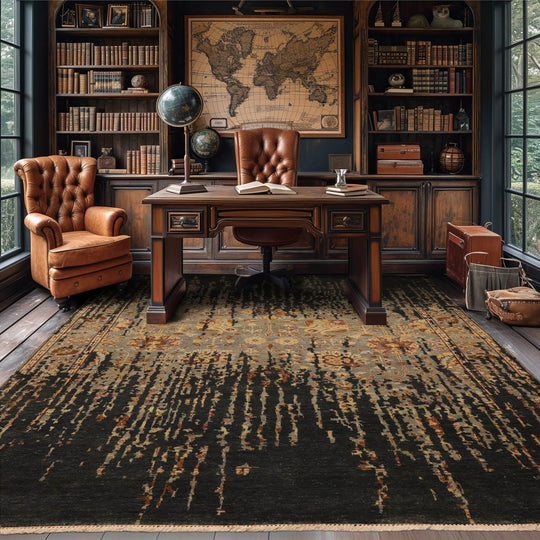LoomBloom 6'0''x8'8" Dark Forest Green Hand Knotted Traditional Oushak Wool Oriental Area Rug