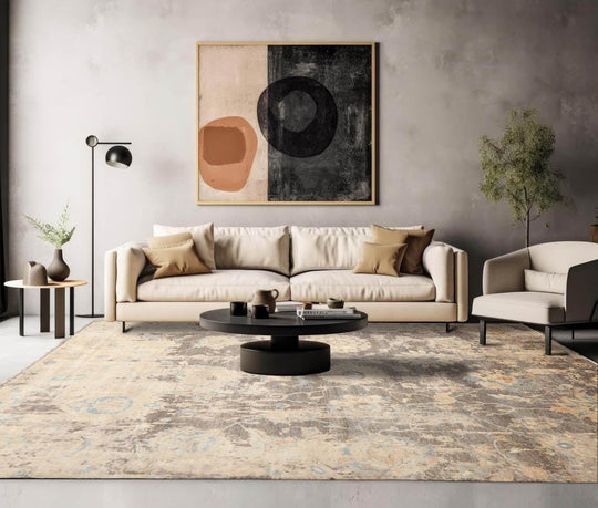 LoomBloom 7'9''x9'10" Beige Hand Knotted Traditional Oushak Wool Oriental Area Rug