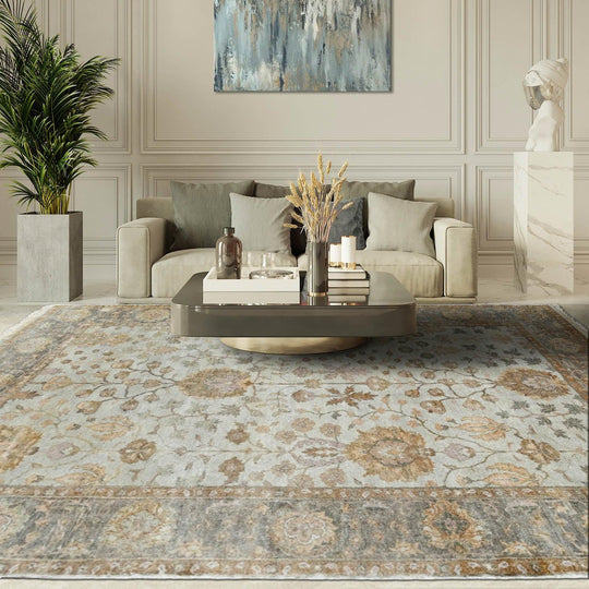 LoomBloom 6'1''x8'10" Gray Hand Knotted Traditional Oushak Wool Oriental Area Rug