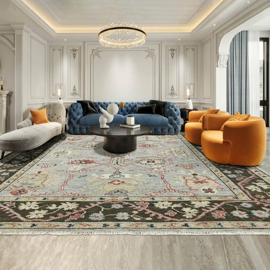 Multi Size Moss Hand Knotted Traditional Oushak Wool Oriental Area Rug