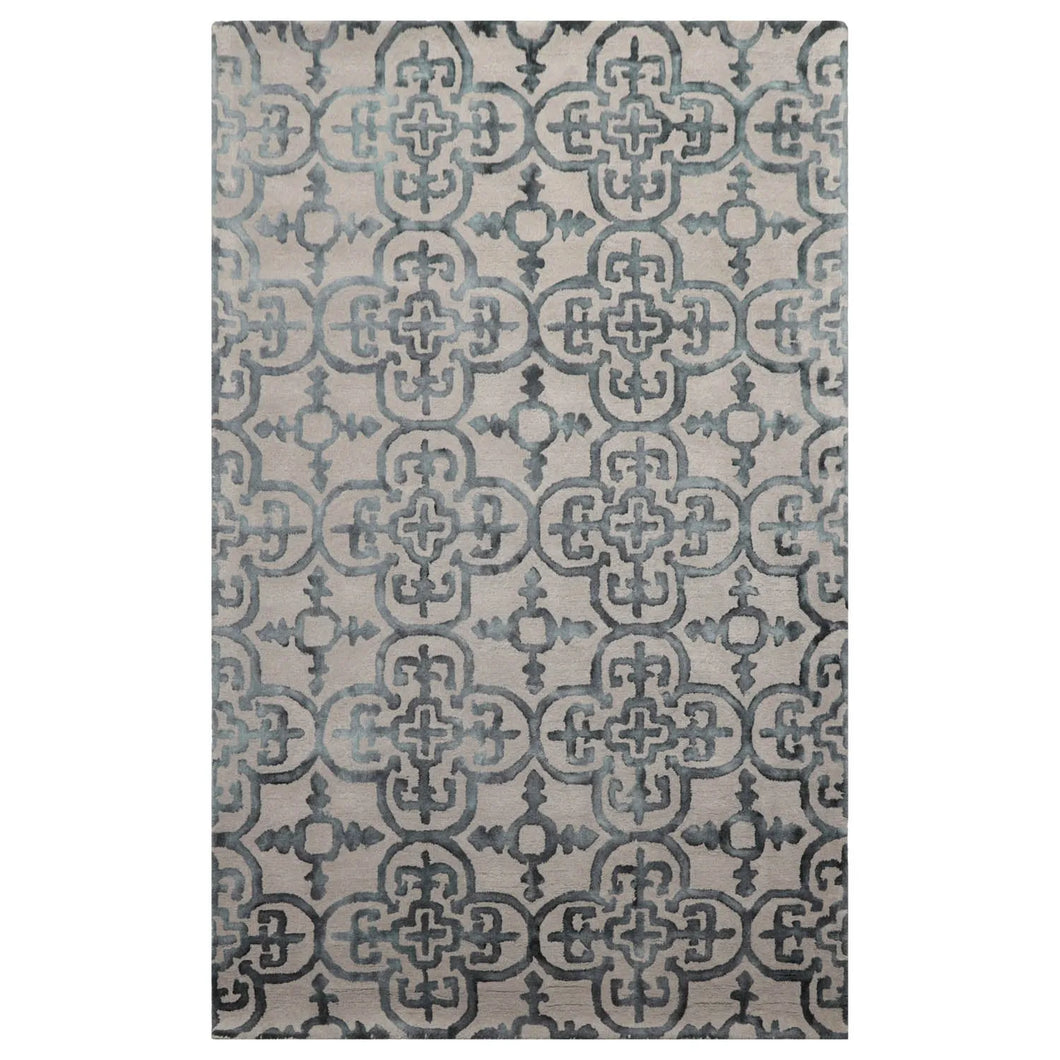 4x6 Gray Teal Charcoal Color Hand Tufted All-Over Wool Transitional Oriental Rug