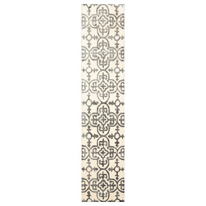 Runner Ivory Charcoal Gray Color Hand Tufted Geometric Wool Transitional Oriental Rug