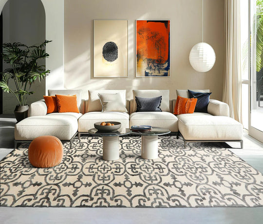 LoomBloom Multi Sizes Ivory Transitional Boho Hand Tufted Geometric Wool Oriental Area Rug