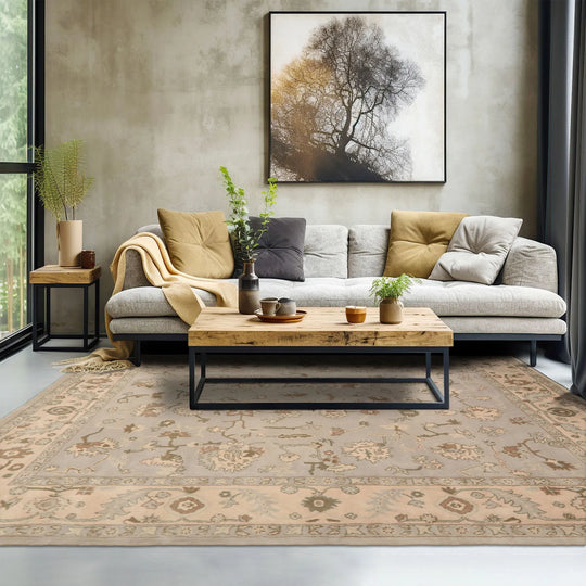 LoomBloom Multi Size Taupe Hand Tufted Traditional Abstract Wool Oriental Area Rug