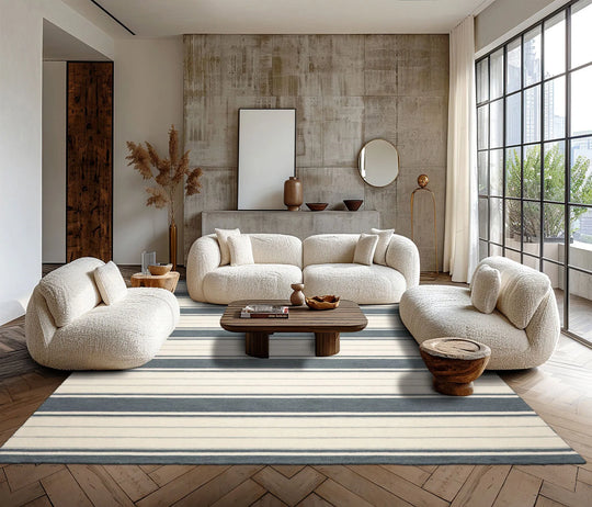 LoomBloom Multi Size Slate Hand Tufted Contemporary Striped Wool Oriental Area Rug