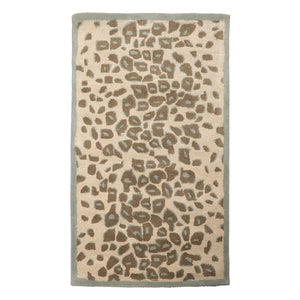 Runner Tan Brown Celadon Color Hand Tufted Leopard Print Wool and Bamboo Silk Modern Oriental Rug