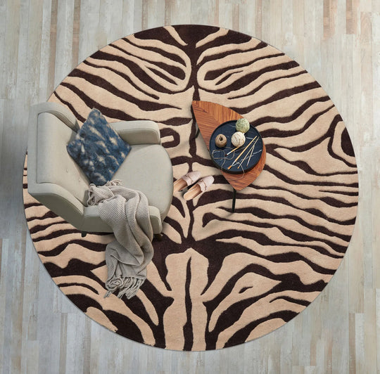 LoomBloom Multi Size  Beige Hand Tufted Modern Zebra Print Wool Oriental Area Rug