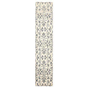 Runner Ivory Black Color Hand Tufted All-Over Wool Transitional Oriental Rug