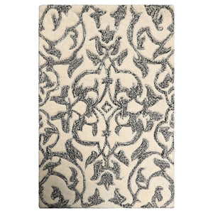 4x6 Ivory Black Color Hand Tufted All-Over Wool Transitional Oriental Rug