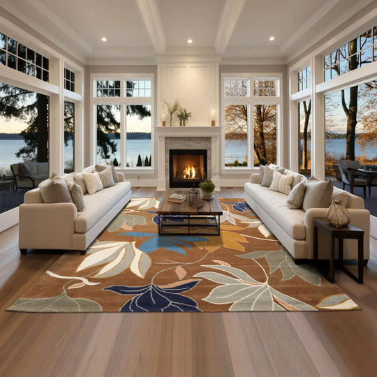 LoomBloom Multi Size Brown Hand Tufted Contemporary Floral Wool Oriental Area Rug