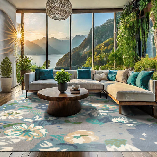 LoomBloom Multi Size Gray Hand Tufted Contemporary Floral Wool Oriental Area Rug