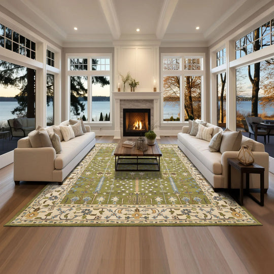 LoomBloom Multi Size Green Hand Tufted Arts & Crafts Traditional Wool Oriental Area Rug