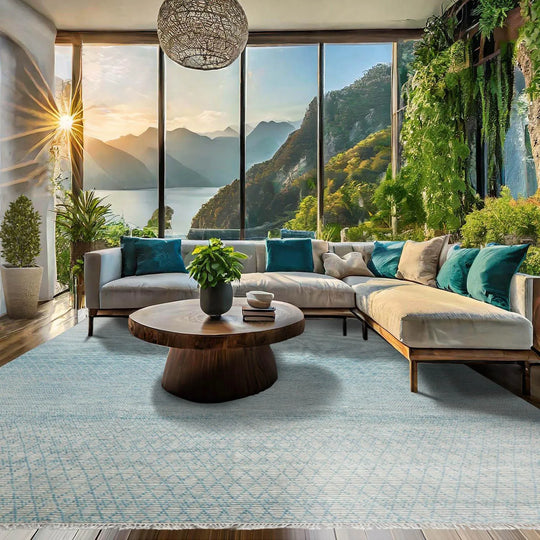 LoomBloom 9'x12'3" Ivory Hand Knotted Contemporary Ribbed Wool Oriental Area Rug