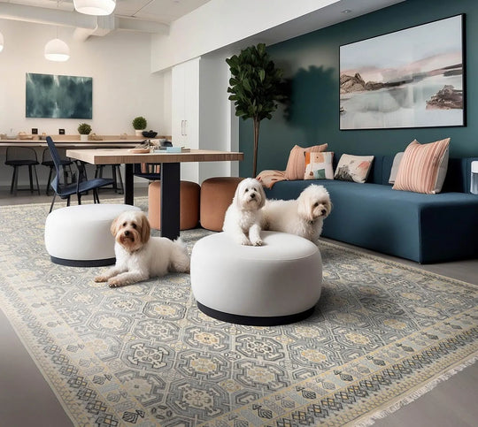 LoomBloom 9'x12'1" Ivory Hand Knotted Transitional All-Over 250 KPSI Wool Oriental Area Rug