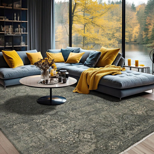 LoomBloom 9'2''x12'3" Green Hand Knotted Transitional All-Over 250 KPSI Wool Oriental Area Rug