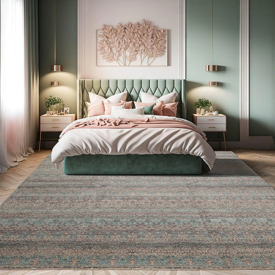 LoomBloom 8'1''x10'2" Gray Hand Knotted Transitional Geometric Wool Oriental Area Rug