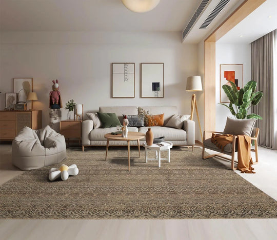 LoomBloom 7'11''x9'8" Green Hand Knotted Transitional All-Over Wool Oriental Area Rug