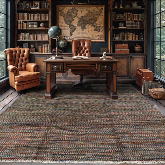 LoomBloom 7'10''x10' Gray Hand Knotted Modern Geometric Wool Oriental Area Rug