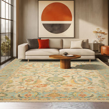 LoomBloom Multi Size Beige Hand Knotted Arts & Crafts/Mission Oushak Wool Oriental Rug