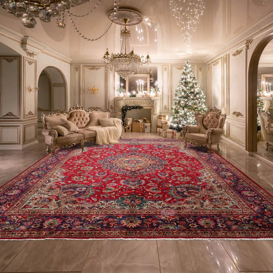 LoomBloom 10'x13'2" Red Hand Knotted  Tabriz Wool Oriental Area Rug