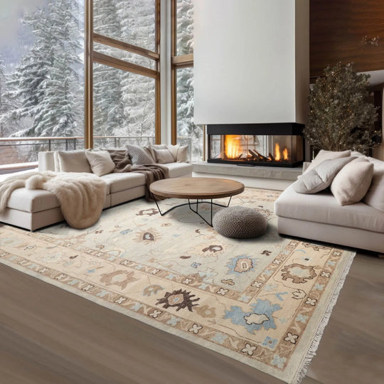 LoomBloom 9'x12' Gray Hand Knotted Traditional Oushak Wool Oriental Area Rug