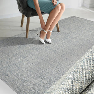 5x7 Slate Blue Off White Color Hand Woven Textured 80%Wool & 20%Nylon Contemporary Oriental Rug