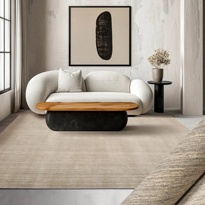 5x7 Beige Gray Color Hand Woven Textured New Zealand Wool Contemporary Oriental Rug
