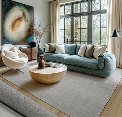 8x10 Light Blue Color Hand Tufted Textured New Zealand Wool Contemporary Oriental Rug