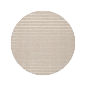 Round Tan Ivory Color Hand Woven Herringbone New Zealand Wool Contemporary Oriental Rug