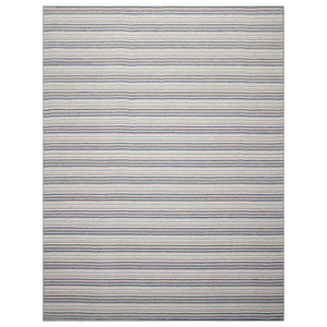 5x7 Ivory Gray Blue Color Hand Tufted Striped New Zealand Wool Contemporary Oriental Rug