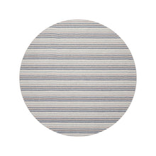 Round Ivory Gray Blue Color Hand Tufted Striped New Zealand Wool Contemporary Oriental Rug