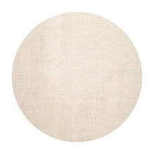 Round Beige Ivory Color Hand Tufted Textured New Zealand Wool Contemporary Oriental Rug