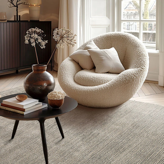 LoomBloom Multi Size Beige Hand Tufted Contemporary Textured Ribbed New Zealand Wool  Oriental Area Rug