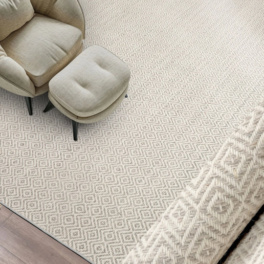 LoomBloom Multi Size Ivory Hand Woven Contemporary Geometric Flatweave New Zealand Wool  Oriental Area Rug