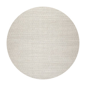 Round Ivory Gray Color Hand Woven Geometric New Zealand Wool Contemporary Oriental Rug