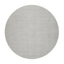 Round Ash Gray Color Hand Woven Textured New Zealand Wool Modern Oriental Rug