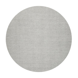 Round Ash Gray Color Hand Woven Textured New Zealand Wool Modern Oriental Rug