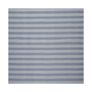 Square Tone on Tone Blue Color Hand Woven Striped New Zealand Wool Modern Oriental Rug