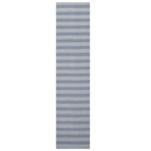 Runner Tone on Tone Blue Color Hand Woven Striped New Zealand Wool Modern Oriental Rug