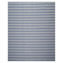 5x8 Tone on Tone Blue Color Hand Woven Striped New Zealand Wool Modern Oriental Rug