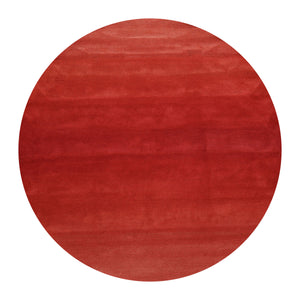 Round Coral Color Hand Tufted Designer Rug Wool Modern & Contemporary Oriental Rug