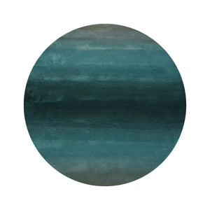 Round Teal Color Hand Tufted Designer Rug Wool Modern & Contemporary Oriental Rug