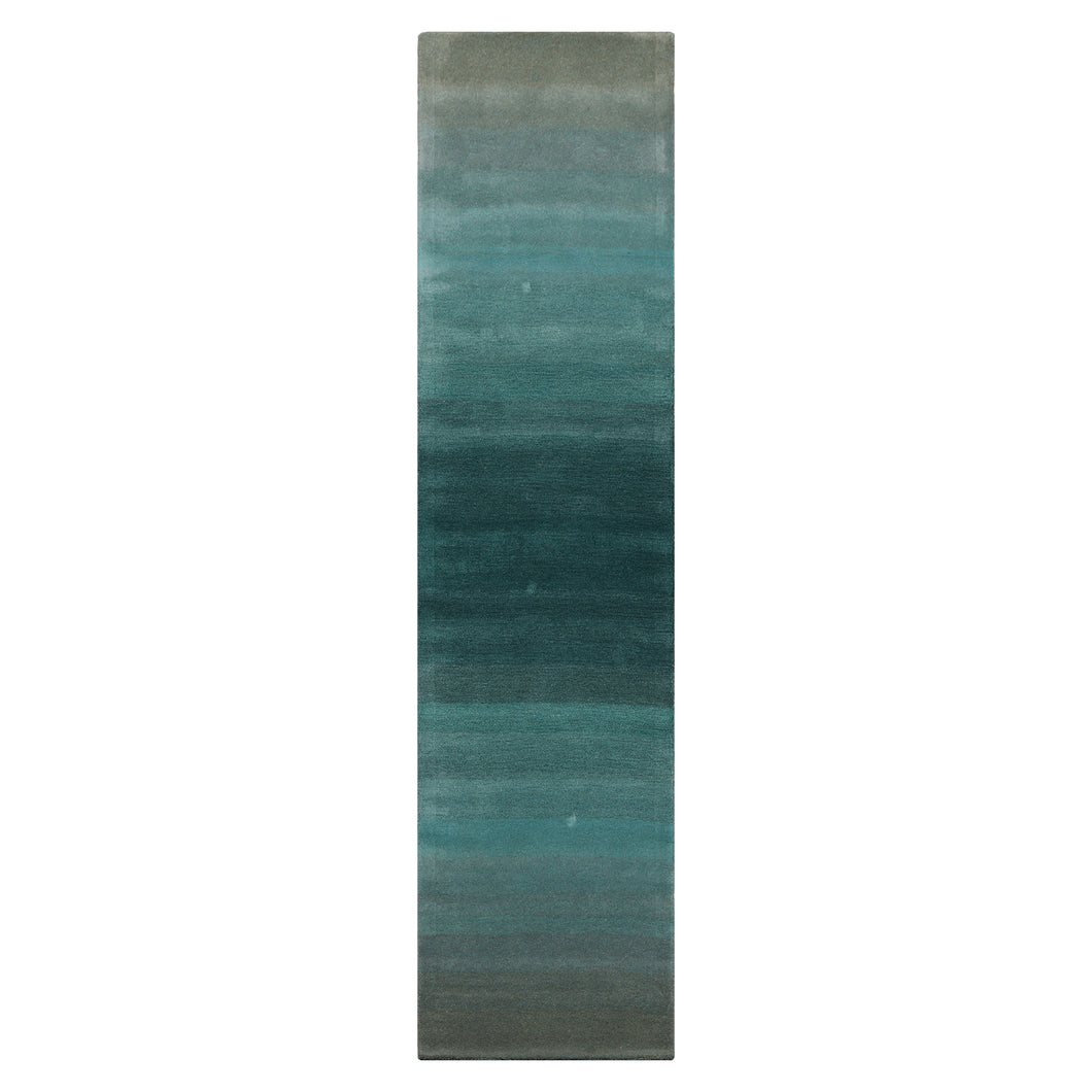 Runner Teal Color Hand Tufted Designer Rug Wool Modern & Contemporary Oriental Rug