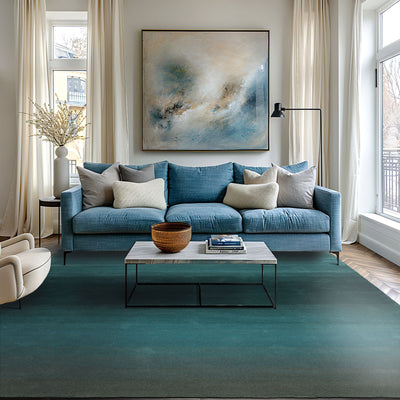 9x12 Teal Color Hand Tufted Designer Rug Wool Modern & Contemporary Oriental Rug