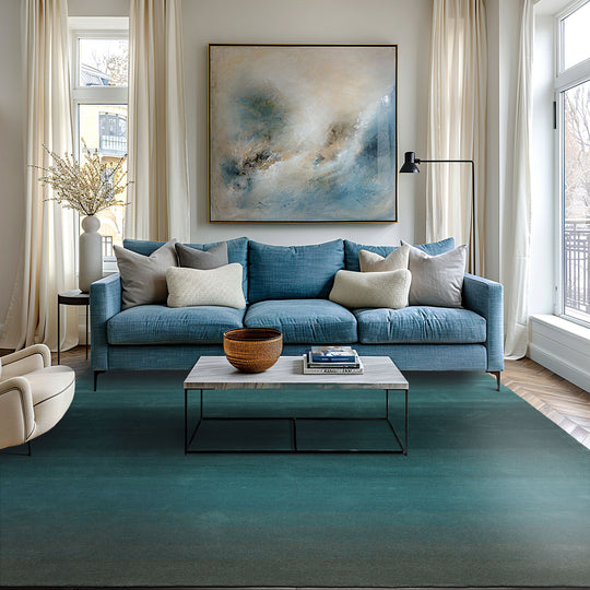 loomBloom Multi Size Teal Hand Tufted Wool Modern & Contemporary Ombre Designer Rug  Oriental Area Rug