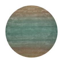 Round Turquoise Color Hand Tufted Designer Rug Wool Modern & Contemporary Oriental Rug