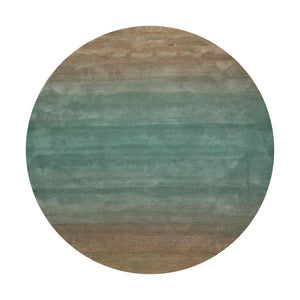 Round Turquoise Color Hand Tufted Designer Rug Wool Modern & Contemporary Oriental Rug